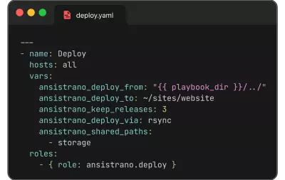 Extrait de code Ansible